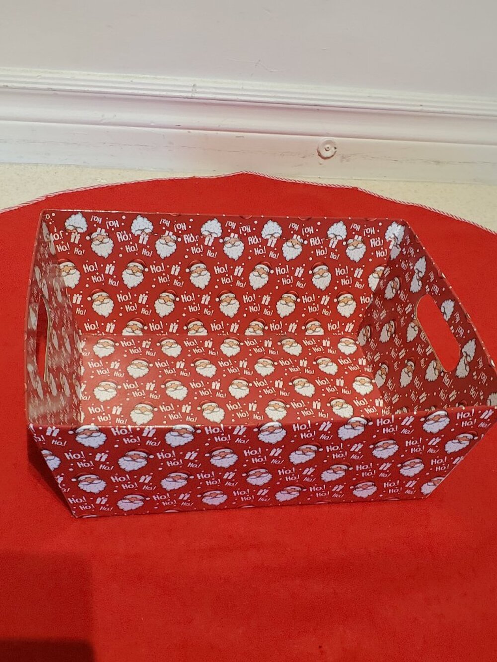 Christmas Carrier Santa Claus W/ Handles - Mint Condition